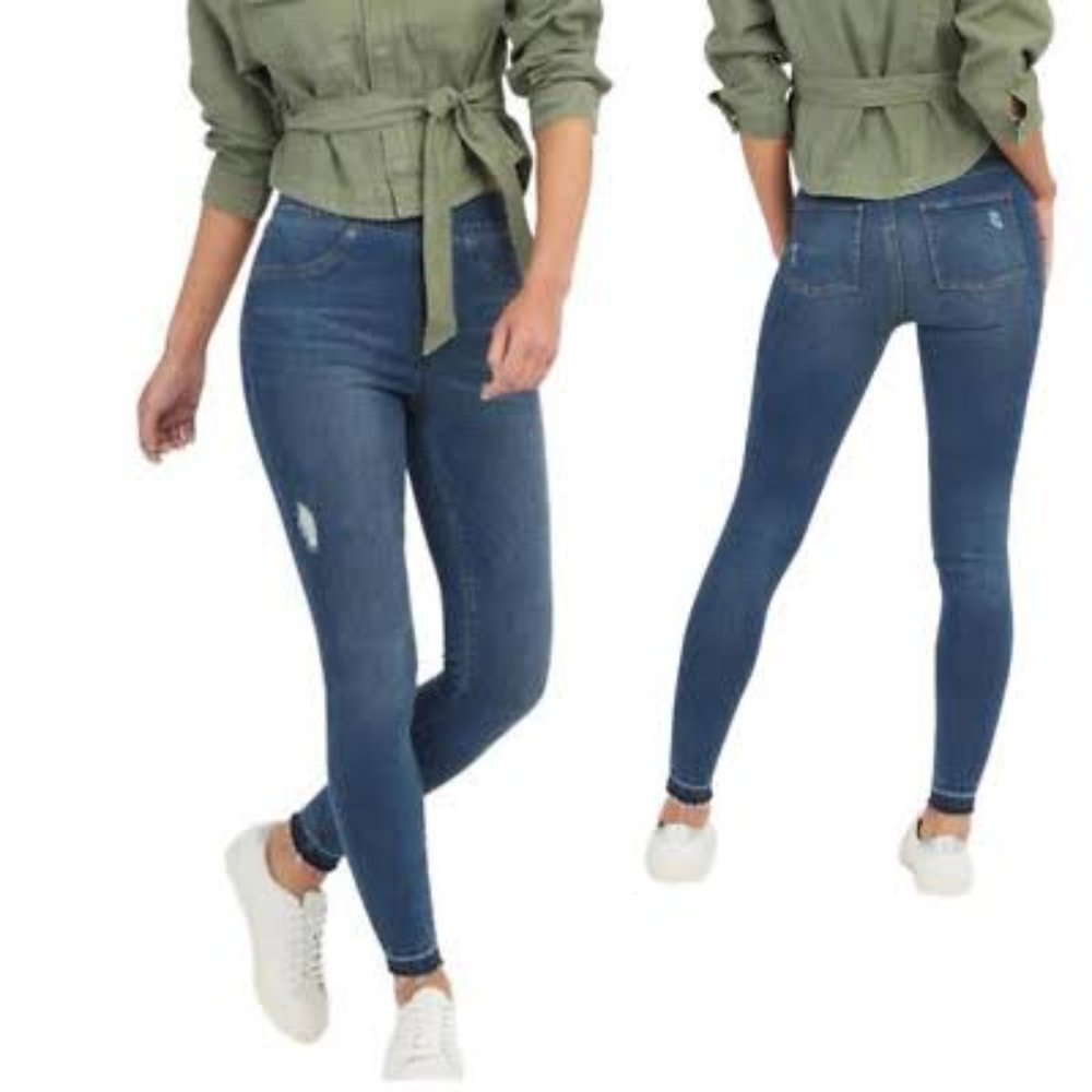 New Spanx Distressed Denim Pull On Leggings Size XS